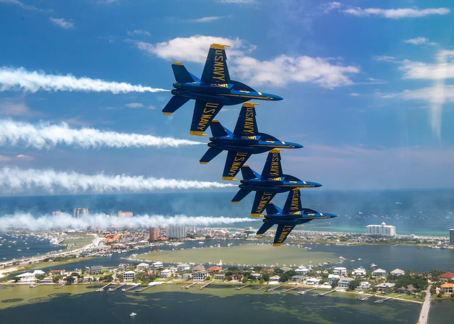 U.S. Navy Flight Demonstration Blue Angels Fly Over Pensacola Florida